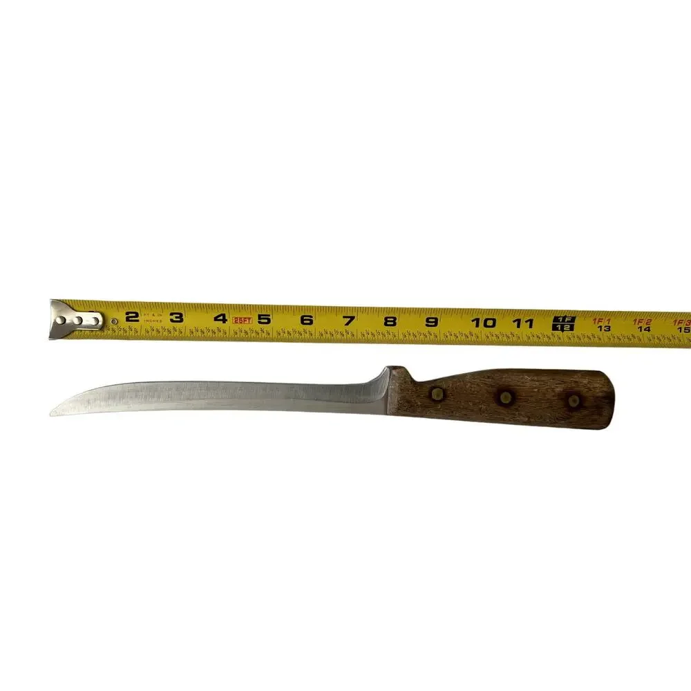 Vintage Chicago Cutlery Kitchen Knife Walnut Handle Brass Rivets 66S Full Tang